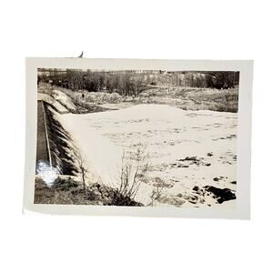 Vtg Side View of Cold Frosty Dam Original Monochrome Photo Found Naturecore
